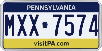 PA license plate MXX7574