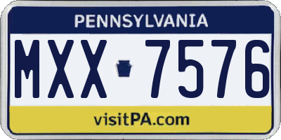 PA license plate MXX7576
