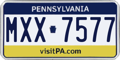PA license plate MXX7577