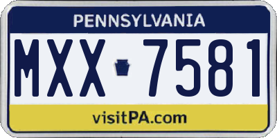 PA license plate MXX7581