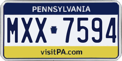 PA license plate MXX7594