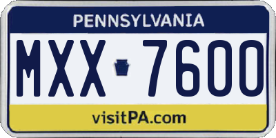 PA license plate MXX7600