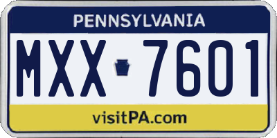 PA license plate MXX7601