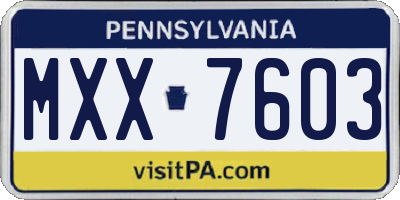 PA license plate MXX7603