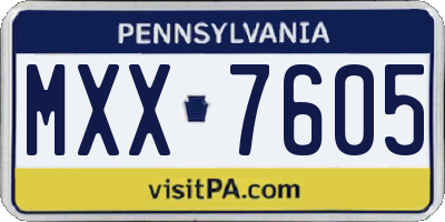PA license plate MXX7605
