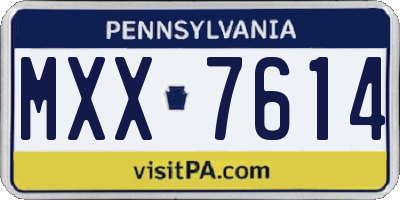 PA license plate MXX7614