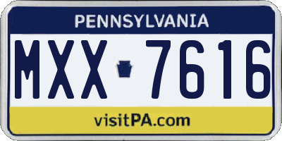 PA license plate MXX7616