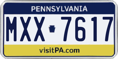 PA license plate MXX7617