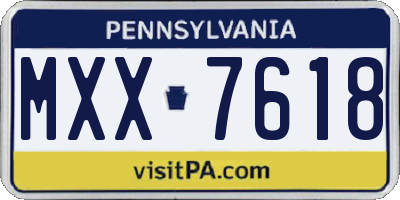 PA license plate MXX7618