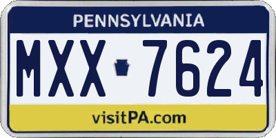 PA license plate MXX7624