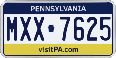 PA license plate MXX7625