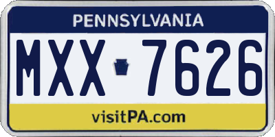 PA license plate MXX7626