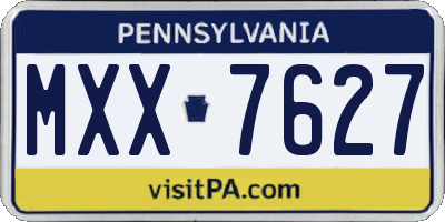 PA license plate MXX7627