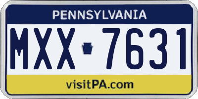PA license plate MXX7631