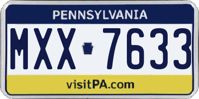 PA license plate MXX7633