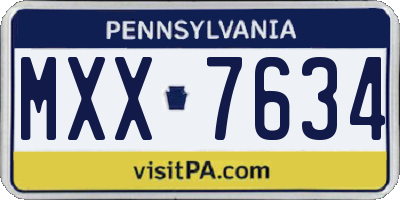 PA license plate MXX7634