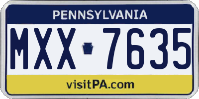 PA license plate MXX7635