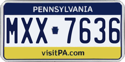 PA license plate MXX7636
