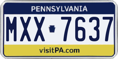 PA license plate MXX7637