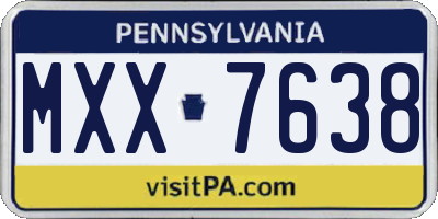 PA license plate MXX7638