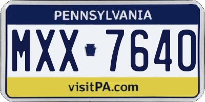 PA license plate MXX7640