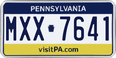PA license plate MXX7641