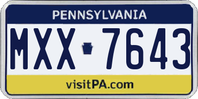 PA license plate MXX7643