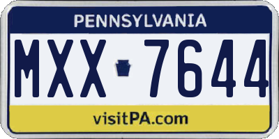 PA license plate MXX7644