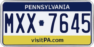 PA license plate MXX7645