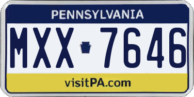 PA license plate MXX7646