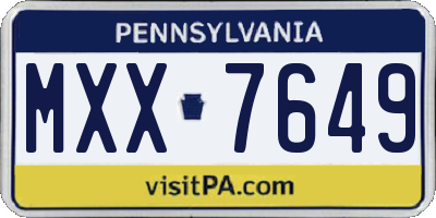 PA license plate MXX7649