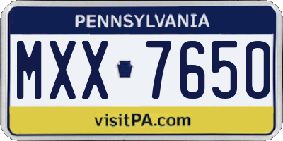 PA license plate MXX7650