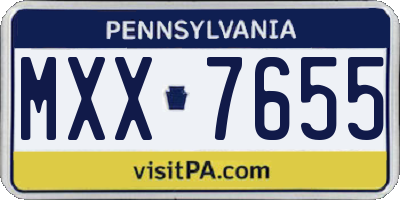 PA license plate MXX7655