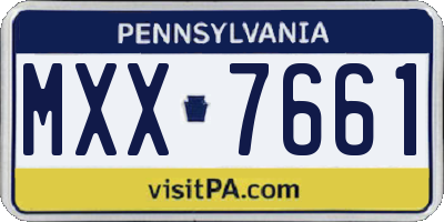 PA license plate MXX7661