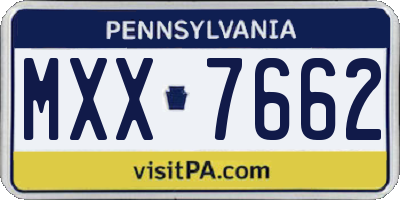 PA license plate MXX7662