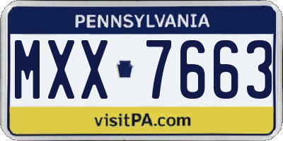 PA license plate MXX7663