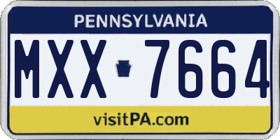 PA license plate MXX7664