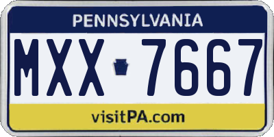 PA license plate MXX7667