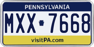 PA license plate MXX7668