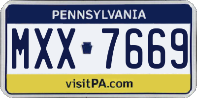 PA license plate MXX7669