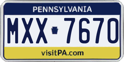 PA license plate MXX7670
