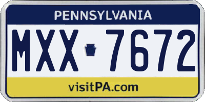 PA license plate MXX7672
