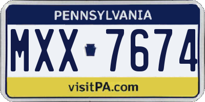 PA license plate MXX7674