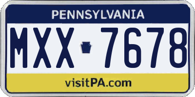 PA license plate MXX7678