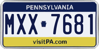PA license plate MXX7681