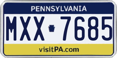 PA license plate MXX7685