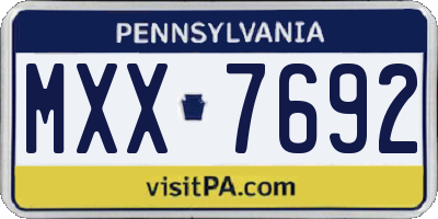 PA license plate MXX7692