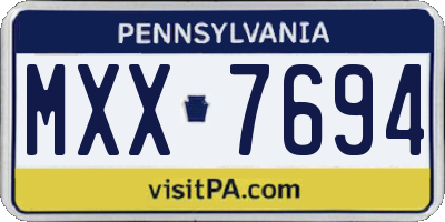 PA license plate MXX7694