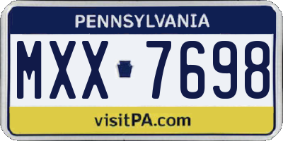 PA license plate MXX7698