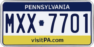 PA license plate MXX7701